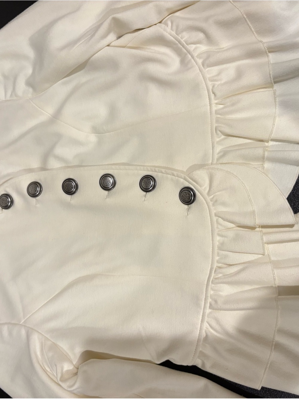 Women's Cream Ruffle-Trim Button Jacket - Picture 5 of 8